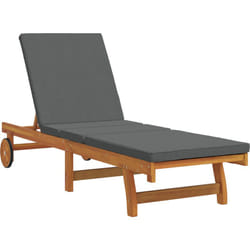 Vidaxl - Fauteuil relax avec des roulettes et un coussin gris foncé en bois massif