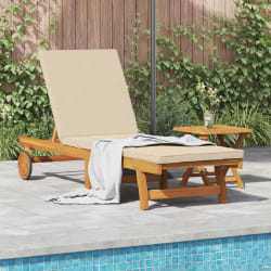 Vidaxl chaise longue bois marron et beige