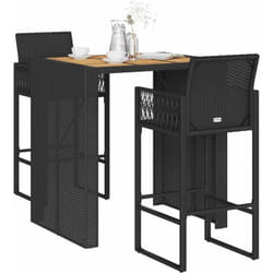 Vidaxl - Ensemble de bar de jardin 3 pcs sans coussins noir poly rotin