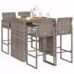 vidaXL Ensemble de bar de jardin 5 pcs sans coussins gris poly rotin