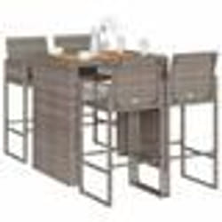 vidaXL Ensemble de bar de jardin 5 pcs sans coussins gris poly rotin
