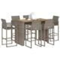 vidaXL Ensemble de bar de jardin 7 pcs sans coussins gris poly rotin