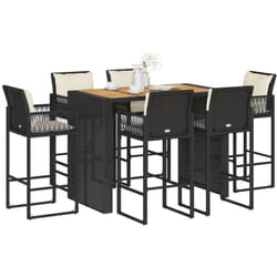 Vidaxl - Ensemble de bar de jardin 7 pcs avec coussins noir poly rotin