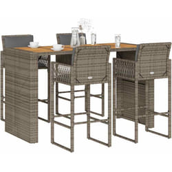 Vidaxl - Ensemble de bar de jardin 5 pcs avec coussins gris poly rotin