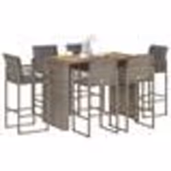 vidaXL Ensemble de bar de jardin 7 pcs avec coussins gris poly rotin