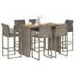 vidaXL Ensemble de bar de jardin 7 pcs avec coussins gris poly rotin