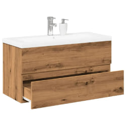 vidaXL Meuble avec vasque intégrée - Chêne artisanal