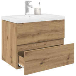 vidaXL Meuble lavabo avec bassin et robinet intégrés chêne artisanal