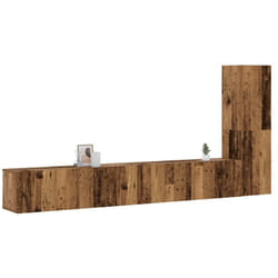 Vidaxl Meubles Tv Muraux 3 Pcs Vieux Bois Bois D'Ingénierie