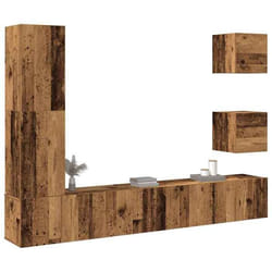 vidaXL Ensemble de meuble TV mural 5 pcs vieux bois bois dingénierie meuble tv meuble multimédia console tv meuble 3329201
