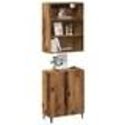 vidaXL Buffet avec armoire murale vieux bois bois dingénierie meuble de rangement meuble de rangement de cuisine meuble 3329223