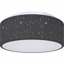 Cette lumière de plafond à montage flush allie un look moderne avec un tissu noir étoilé, c'est un super choix pour tout espa ...