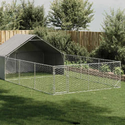 vidaXL Niche d'extérieur pour chien enclos 7x3x1,9 m acier galvanisé