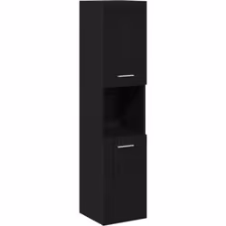 Ce cabinet de bain contemporain en chêne noir est une super option pour organiser vos affaires. Son design rectangulaire et s ...