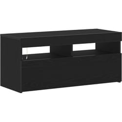 Meuble tv avec lumières led, Chêne Noir, 90x35x40 cm, en bois d'ingénierie Vidaxl