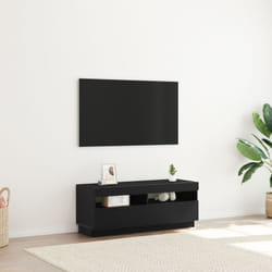 Meuble tv avec lumières led en chêne noir 100x35x40 cm en bois d'ingénierie Vidaxl
