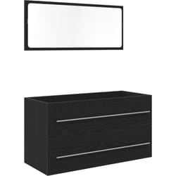 Cabinet de lavabo avec miroir Chêne noir 90x45x1,5 cm Bois d'ingénierie vidaXL