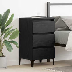 Table de chevet moderne en chêne noir de vidaXL avec trois grands tiroirs Table de nuit compacte pour chambre et salon 862580