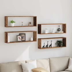 Vidaxl - tagère murale avec étagère 4 pcs Bois ancien 80 x 15 x 26 cm
