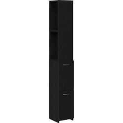 Vidaxl - Meuble de salle de bain Noir Chêne 25x25x170 cm en bois d'ingénierie
