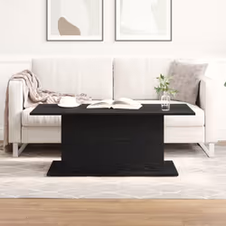 La Table Basse Rectangulaire en Chêne Noir propose un design épuré qui s'intègre parfaitement dans une salle de séjour modern ...