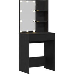 Table de maquillage led en chêne noir, 60x40x140 cm, Fabriquée en bois d'ingénierie Vidaxl