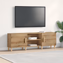 Ce meuble TV en chêne massif mélange style et praticité pour dynamiser ton salon dans une ambiance moderne et minimaliste. Av ...