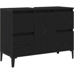 Vidaxl - Meuble de salle de bain Noir Chêne 80x33x60 cm en bois d'ingénierie
