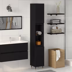 L'ensemble de meubles de salle de bain en chêne noir moderne est là pour sublimer ton espace avec un design élégant et stylé. ...