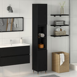 Vidaxl - Meuble de Salle de Bain Noir Chêne 30x30x190 cm Bois Ingénierie
