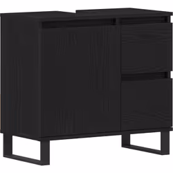 Ce cabinet de salle de bain moderne en chêne noir est une façon élégante d'augmenter le rangement tout en gardant un aspect s ...