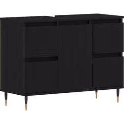 Ce meuble de rangement de salle de bain minimaliste combine praticité et style, parfait pour garder la salle de bain rangée.  ...