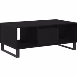 Cette table basse stylée fait forte impression dans n'importe quel salon avec sa finition en chêne noir lisse et sa texture d ...