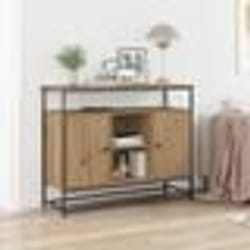 Buffet moderne - vidaXL - Finition chêne - Cadre métal noir - Rangement spacieux - SKU 862977
