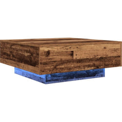 Table basse avec lumières led en bois ancien 80x80x31 cm Vidaxl