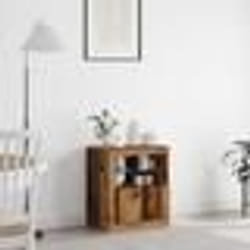 Bahut en bois massif - vidaXL - Fini vintage - Grand rangement - 2 portes - Étagère en verre