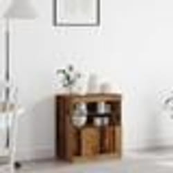 Buffet bas - vidaXL - Bois massif recyclé - Finition rustique - Étagères en verre - Marron