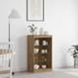 Armoire contemporaine - vidaXL - Chêne massif - Étagères en verre - Finition mate - Marron