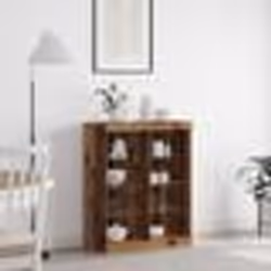 Buffet haut - vidaXL - Bois vieilli - LED - Étagères en verre - 81x37x100 cm