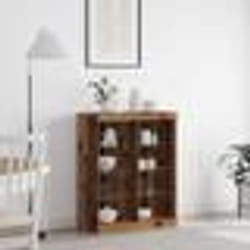 Buffet haut - vidaXL - Bois vieilli - LED - Étagères en verre - 81x37x100 cm