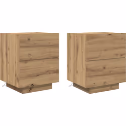 Cet ensemble de tables de chevet en chêne artisanal apporte une belle touche à toute chambre avec son style moderne. Il répon ...