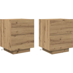 Tables de chevet avec lumières led 2 pcs Chêne Artisan 45x40x55 cm Vidaxl