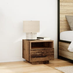 Lot de 2 tables de chevet vintage en bois massif récupéré avec lumières LED 40x39x37 cm