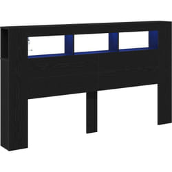 Tête de lit de rangement avec éclairage led Chêne noir 180x18,5x103,5 cm Vidaxl
