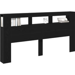 Tête de lit de stockage avec lumières led Chêne Noir 200x18,5x103,5 cm Vidaxl