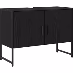 Ce meuble sous lavabo allie style et praticité, parfait pour toutes les salles de bain. Avec sa finition chêne noir et son de ...