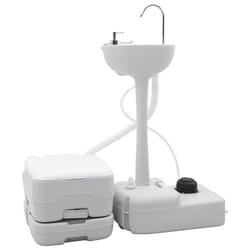 Kit de toilettes de camping - vidaXL - Gris et Blanc - Polyéthylène haute densité - 505 x 33 x 103 cm - Portable