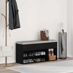 Banc à chaussures chêne noir 102x305x45 cm bois d ingénierie