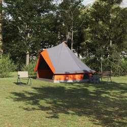 Tente familiale tipi grise et orange pour 8 personnes imperméable