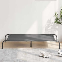 Lit surélevé pour chien gris 130x80x20 cm textilène et acier Vidaxl